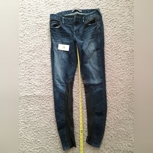 Express Jeans - Stella Low Rise - Dark Blue Wash with Black Leather - size 2R